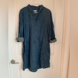 DownEast Chambray Button-Up Dress w/Pockets